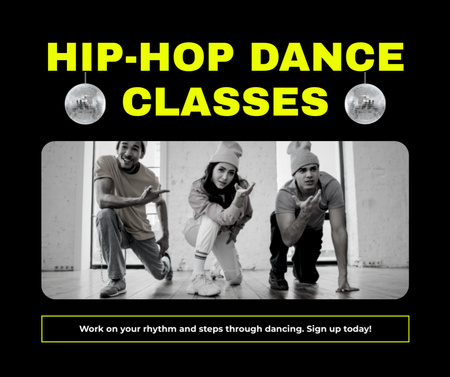 Hip Hop Dance Classes Ad with Cool Team Facebook Design Template