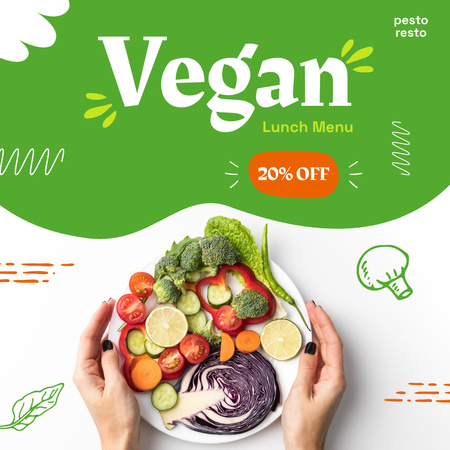 Vegan Lunch Menu Offer Instagram Tasarım Şablonu