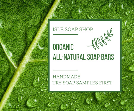 Organic Cosmetics Advertisement with Drops on Green Leaf Medium Rectangle – шаблон для дизайна