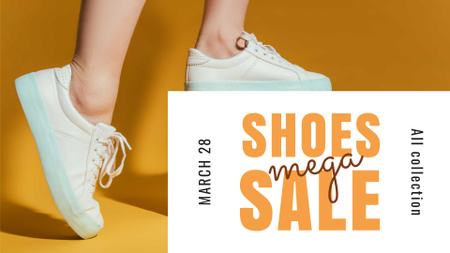 Shoes Sale Female Legs in Sports Shoes FB event cover Design Template