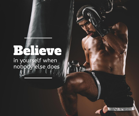 Platilla de diseño Motivational Phrase with Boxer Facebook