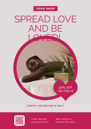 Woman on Galentine's Day Massage Therapy Poster Design Template