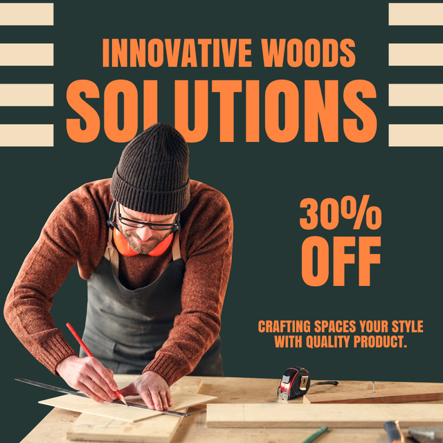 Discount on Innovative Carpentry Products from Quality Materials Instagram Πρότυπο σχεδίασης