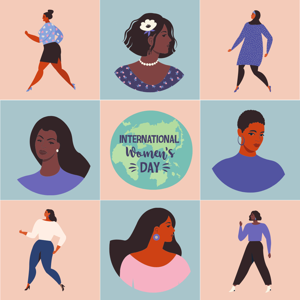 Template di design Creative Illustration of Diverse Women on Women's Day Instagram