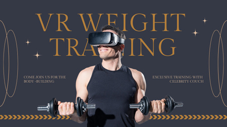 Strong Man in Virtual Reality Glasses Playing Sports Youtube Thumbnail Design Template