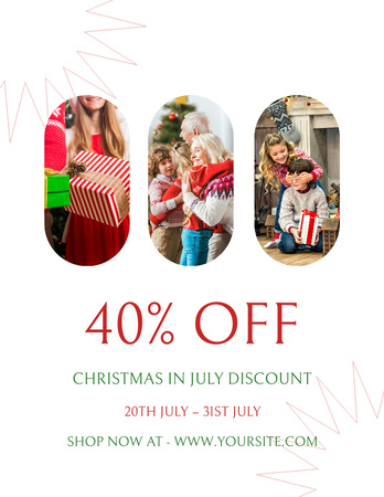 Christmas Discount in July with Happy Family in White Flyer 8.5x11in Design Template