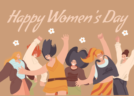 Illustration of Happy Women on International Women's Day Postcard 5x7in Design Template