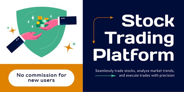 Plantilla de diseño de Stock Trading Platform without Commission for New Users Twitter 
