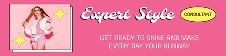 Ontwerpsjabloon van LinkedIn Cover van Fashion Expert Assistance Services-aanbieding op Pink