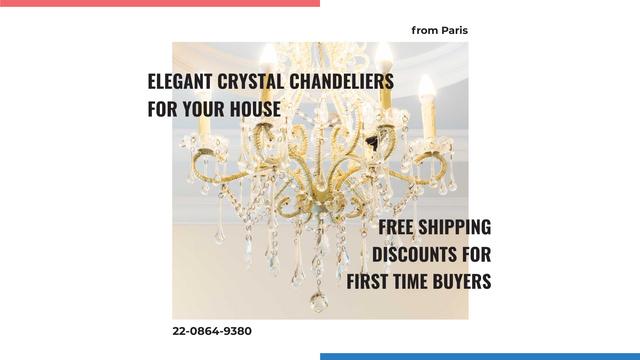 Elegant crystal Chandelier offer Title 1680x945px Design Template