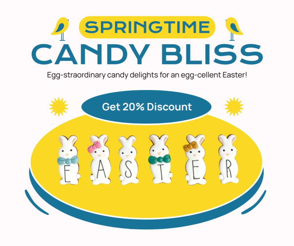 Easter Sale of Sweet Candy Bunnies Facebook Design Template