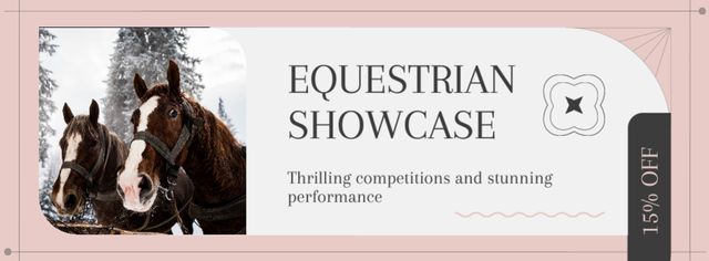 Ontwerpsjabloon van Facebook cover van Equestrian Showcase Announcement with with Bay Horses