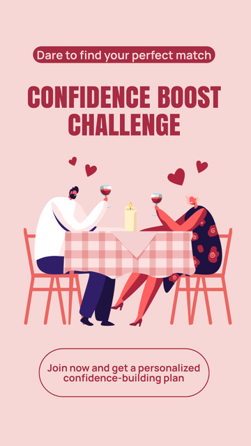 Confidence Boost Challenge Offer on Pink Instagram Story Modelo de Design