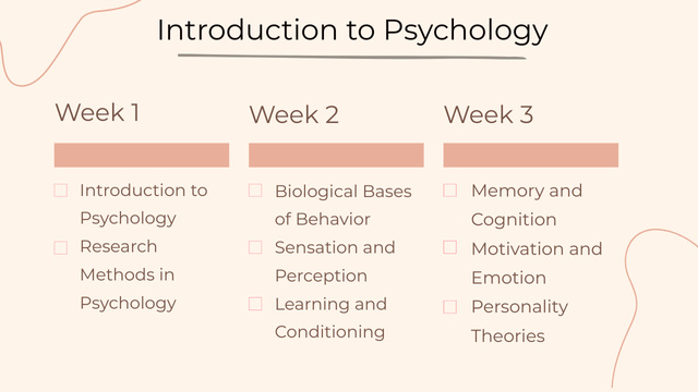 Psychologist's Course Plan Timeline Design Template
