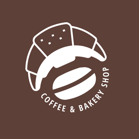 Bakery And Coffee Emblem with Crispy Croissant Logo Design Template