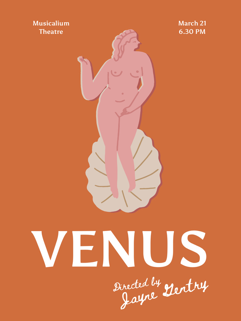 Theatrical Show Announcement with Venus Poster 36x48in Πρότυπο σχεδίασης