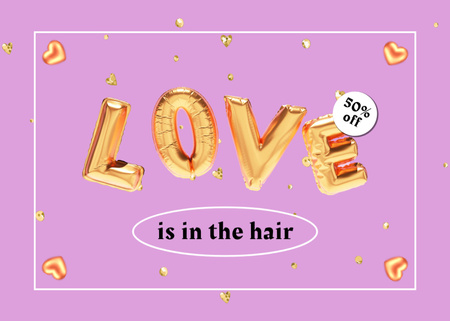 Valentine`s Day Sale Offer in Hair Salon Postcard 5x7in – шаблон для дизайну