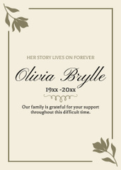Funeral Remembrance Card with Floral Frame
