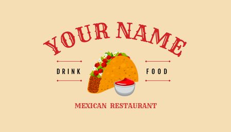 Ontwerpsjabloon van Business Card US van Mexicaanse restaurantadvertentie met Taco
