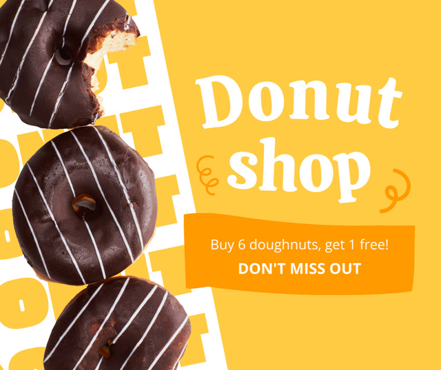 Doughnut Shop Promo with Chocolate Desserts Facebook Design Template