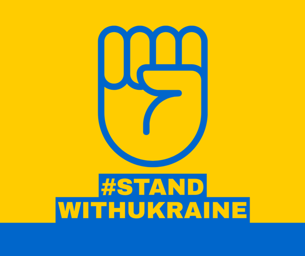 Fist Sign and Phrase Stand with Ukraine Facebook Πρότυπο σχεδίασης