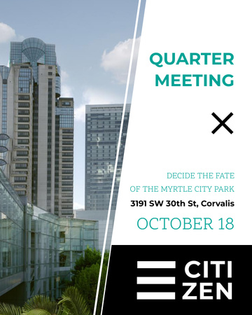 Quarter Meeting Announcement City View Poster 16x20in Design Template