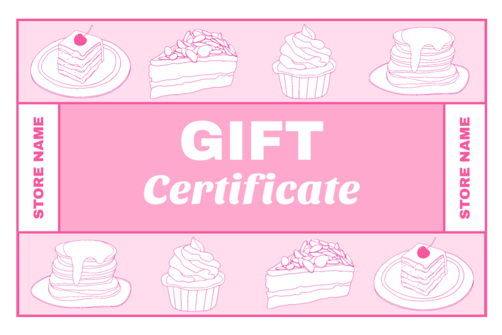Ontwerpsjabloon van Gift Certificate van Dessert Gift Voucher Offer