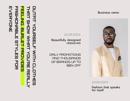 Szablon projektu Fashion Ad with Man in Stylish Outfit Brochure 8.5x11in Z-fold