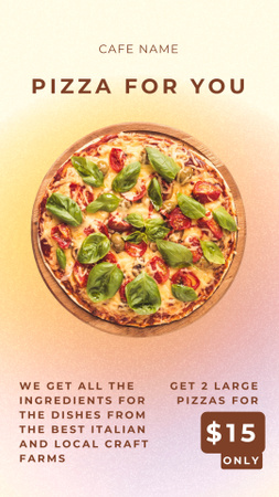 Ontwerpsjabloon van Instagram Video Story van Pizza op achtergrond met kleurovergang