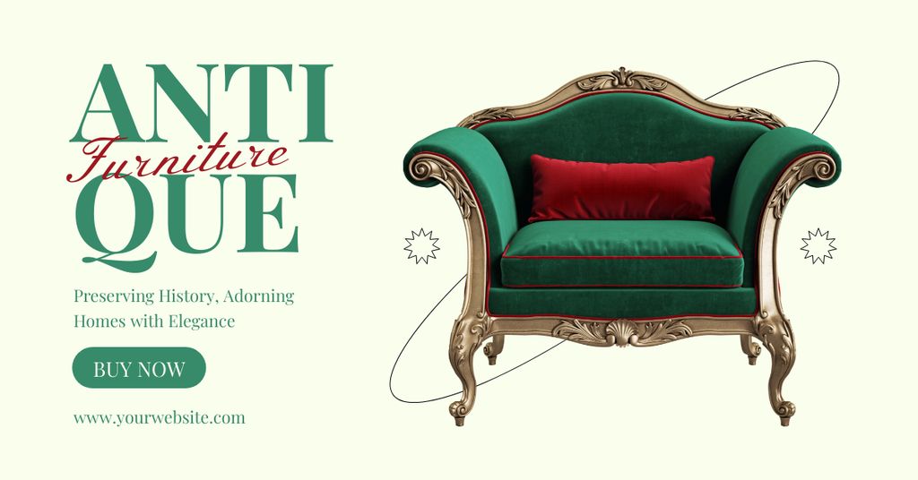 Charming Vintage Home Furnishings on Sale Facebook AD Šablona návrhu