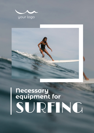 Surfing Equipment Ad Postcard A6 Vertical Design Template