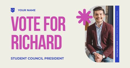 Plantilla de diseño de Vote por el nuevo presidente del consejo estudiantil Facebook AD 