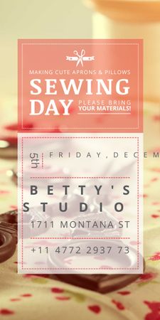 Ontwerpsjabloon van Graphic van Sewing day event with needlework tools