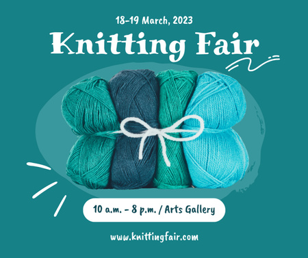 Platilla de diseño Knitting Fair Announcement on Turquoise Facebook