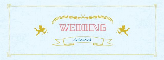Wedding Services Offer with Cupids Facebook cover Design Template