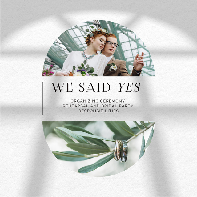 Ontwerpsjabloon van Instagram AD van Wedding Event Agency Ad with Newlyweds in Greenhouse