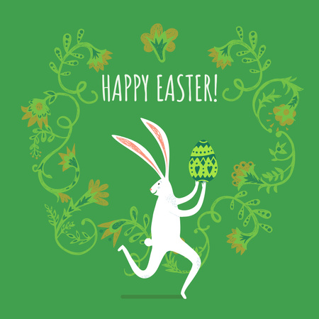 Happy Easter card with White Rabbit Instagram Šablona návrhu