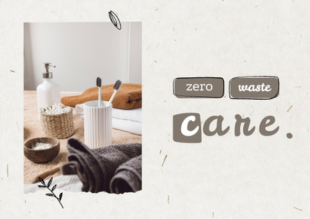 Eco Concept with Wooden Brushes in Basket Poster B2 Horizontal Design Template