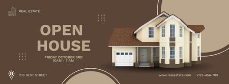 Real Estate Ad with Illustration of Luxury Mansion Facebook cover Design Template