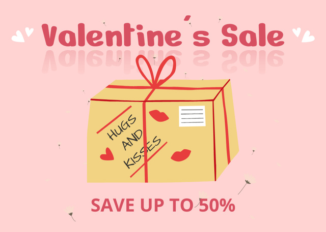Valentine's Sale Announcment with Parcel Post Postcard 5x7in Design Template