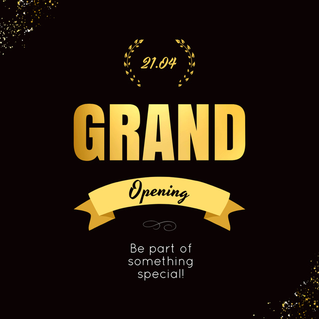 Grand Opening Event With Slogan And Ribbon Animated Post Design Template