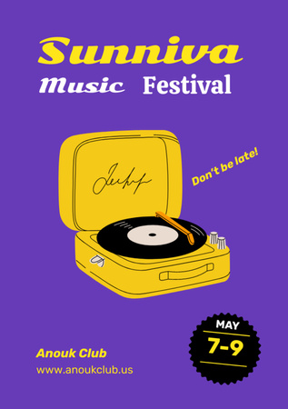 Music Festival Boombox in Pink Flyer A7 Design Template