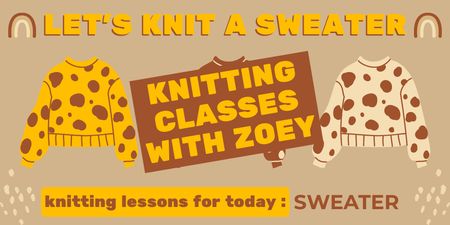 Announcement of Knitting Classes Twitter Design Template