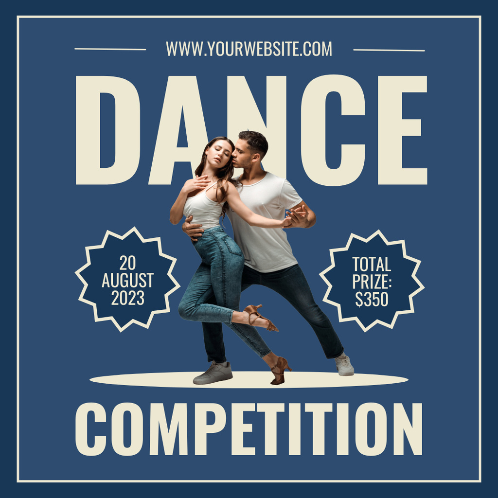 Dancing Competition Announcement with Passionate Couple Instagram Design Template