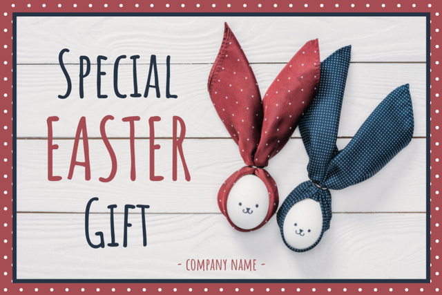 Easter Special Offer with Easter Eggs with Smiley Faces and Rabbit Ears Gift Certificate Design Template