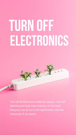 Energy Conservation Concept with Plants Growing in Socket Instagram Story Design Template