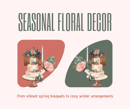 Sezónní dekorace z čerstvých květin Facebook Šablona návrhu
