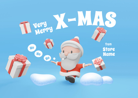 Designvorlage weihnachtsgruß mit lustigem weihnachtsmann für Postcard