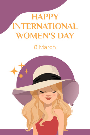 International Women's Day Announcement with Beautiful Woman Pinterest Design Template