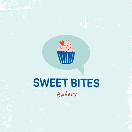 Platilla de diseño Bakery Ad with Cute Cupcake with Cherry Logo